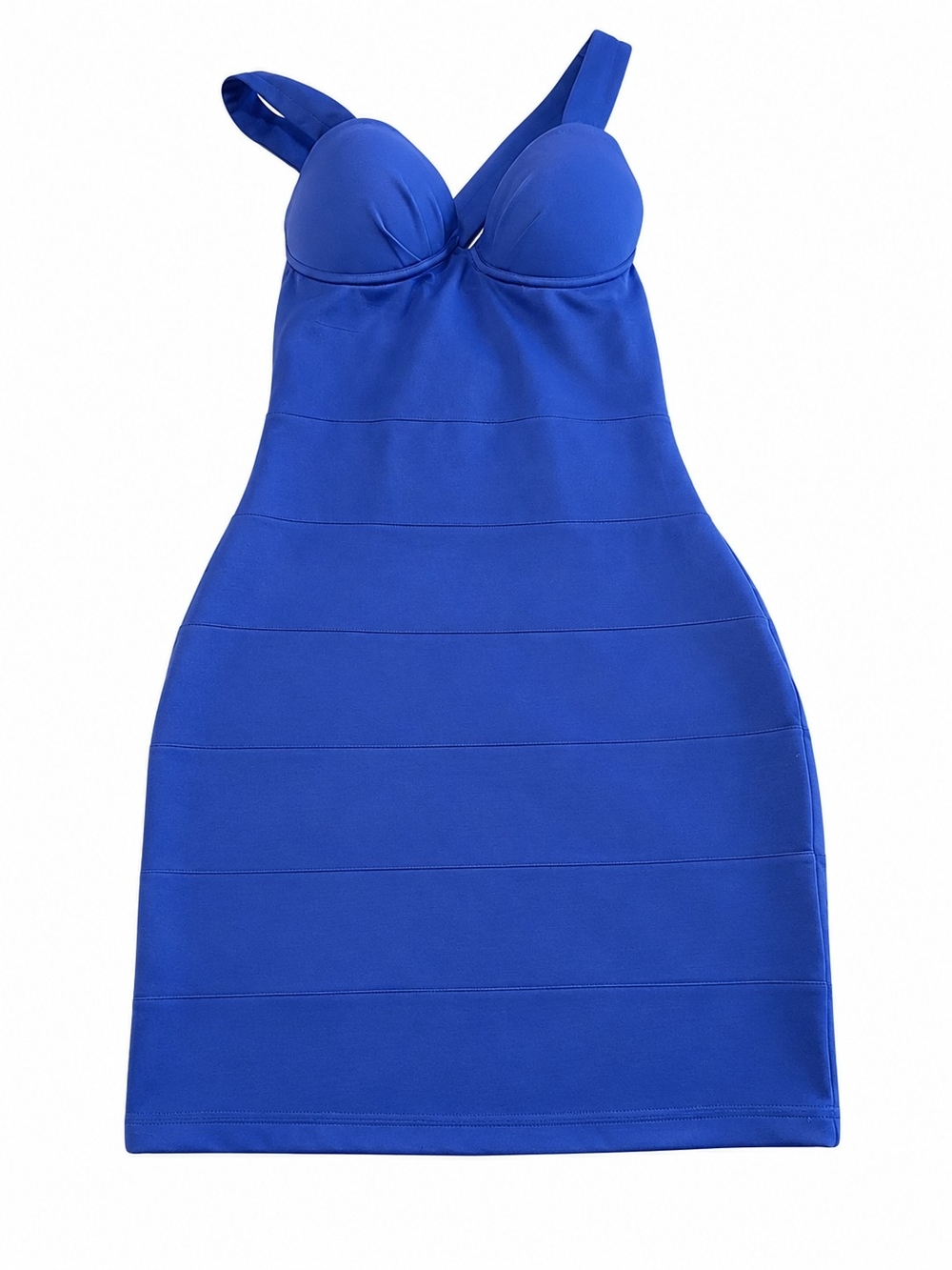 Blue Bodycon Dress with Structured Bust